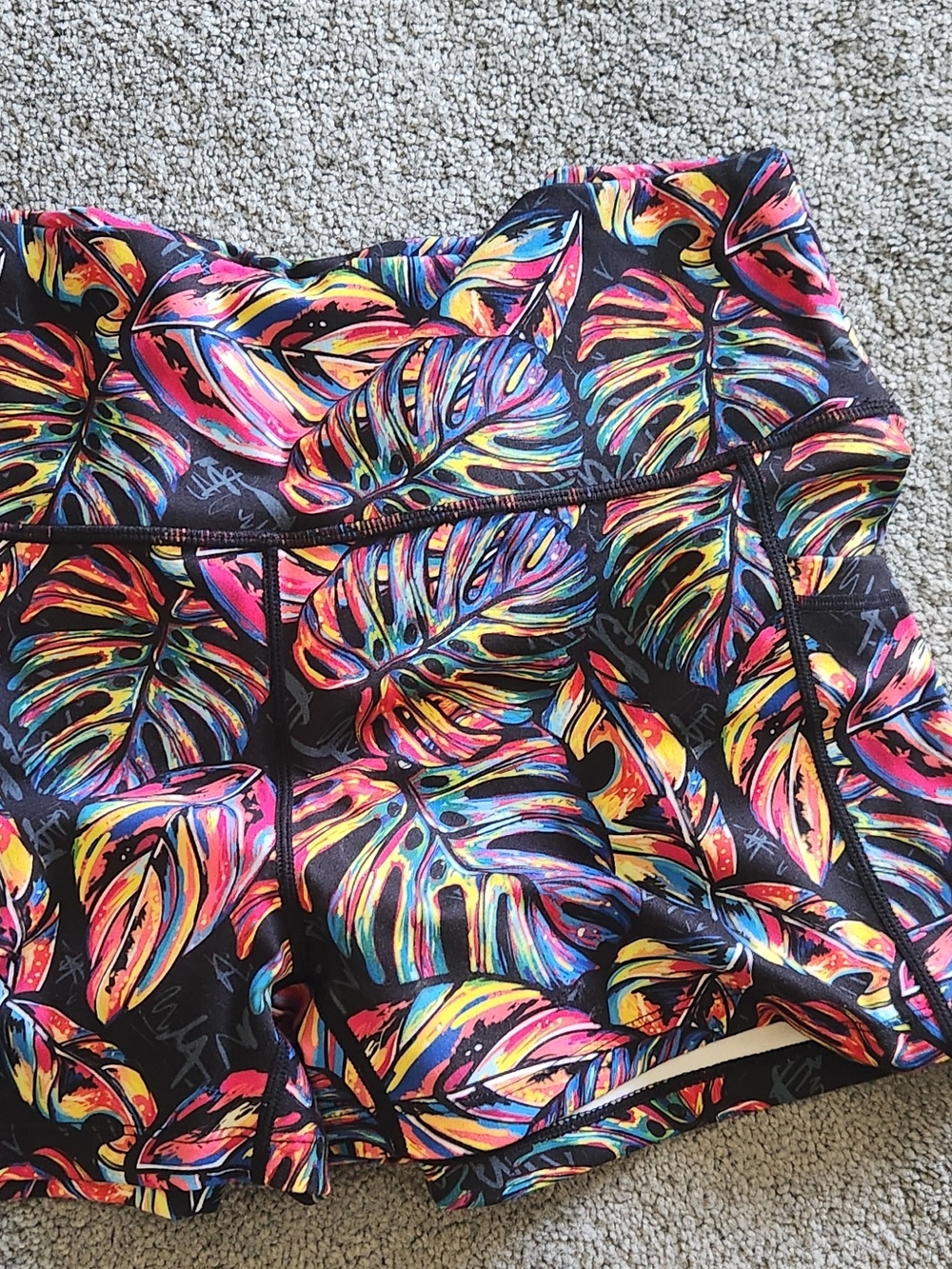 Constantly Varied Gear Tropical Neon Leaf Bike Shorts - Black Background